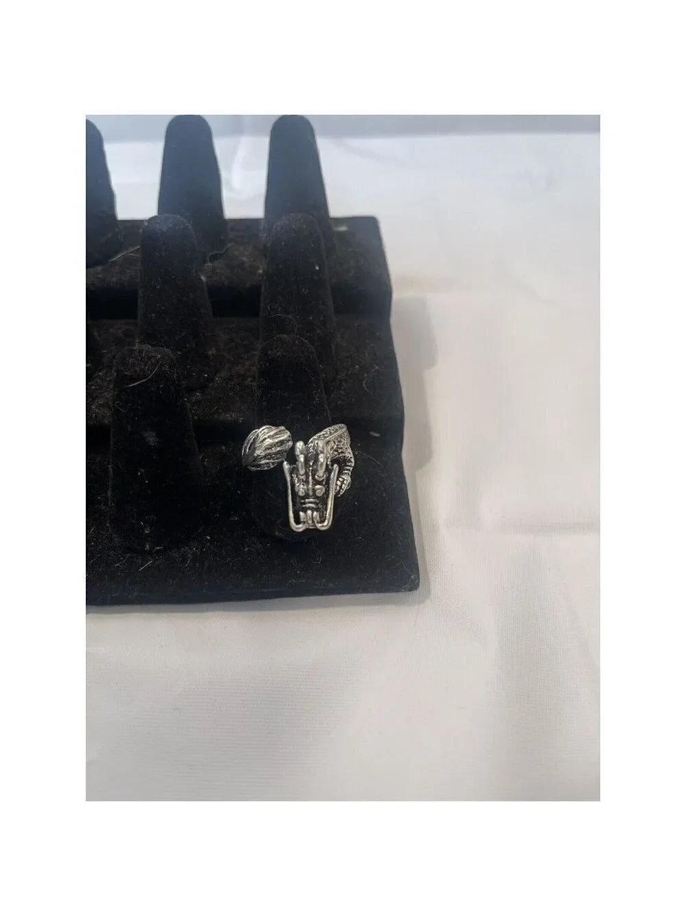 Vintage Chinese Dragon 3D Ring Silver Tone Size 8